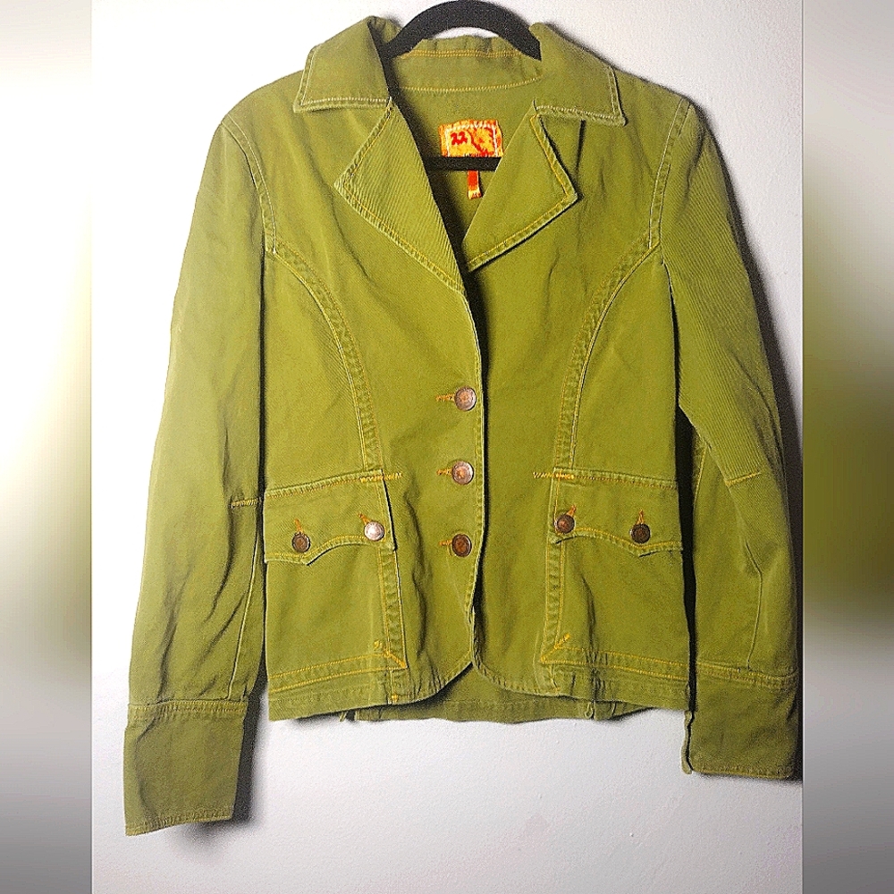 Twill Twenty Two - Green Blazer Fitted Cropped Size Medium